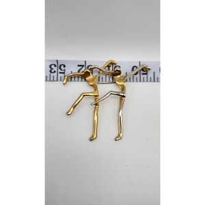 Modernist Dancers‎ Brooch Abstract Gold Tone Ballet Pin Sculpture Art Deco
